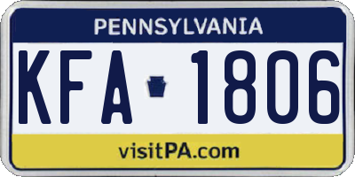 PA license plate KFA1806
