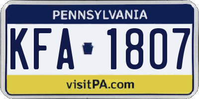 PA license plate KFA1807