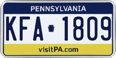 PA license plate KFA1809