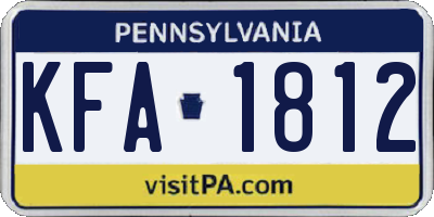 PA license plate KFA1812