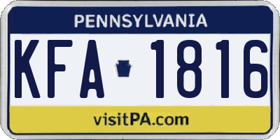 PA license plate KFA1816