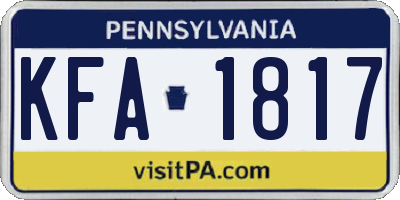 PA license plate KFA1817