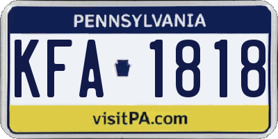 PA license plate KFA1818