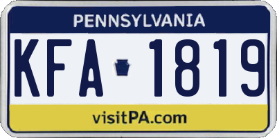 PA license plate KFA1819