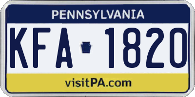 PA license plate KFA1820