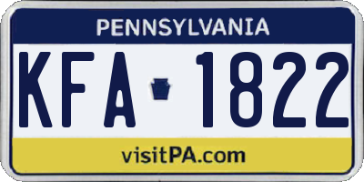 PA license plate KFA1822