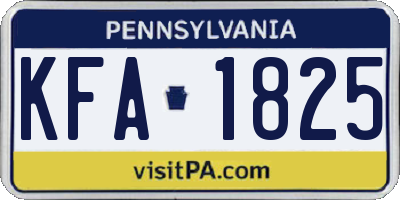 PA license plate KFA1825