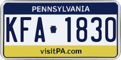 PA license plate KFA1830