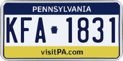 PA license plate KFA1831