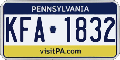 PA license plate KFA1832