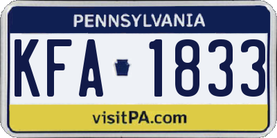 PA license plate KFA1833