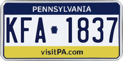 PA license plate KFA1837