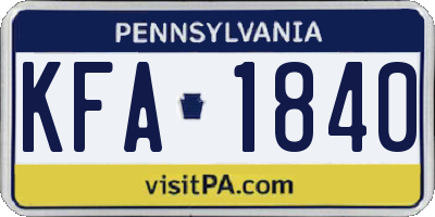PA license plate KFA1840