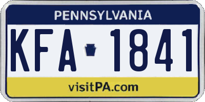 PA license plate KFA1841