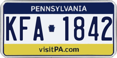 PA license plate KFA1842