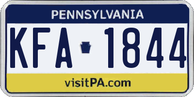 PA license plate KFA1844