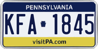 PA license plate KFA1845
