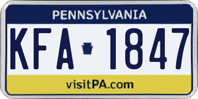 PA license plate KFA1847