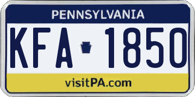PA license plate KFA1850