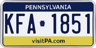 PA license plate KFA1851
