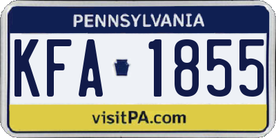 PA license plate KFA1855