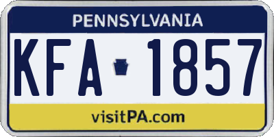 PA license plate KFA1857