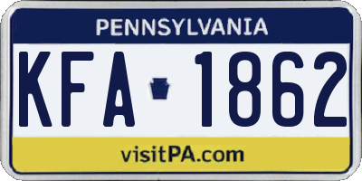 PA license plate KFA1862