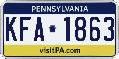 PA license plate KFA1863
