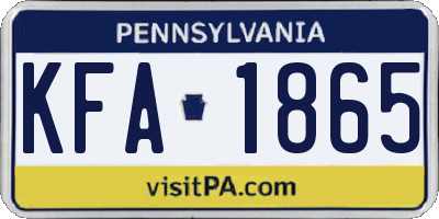 PA license plate KFA1865