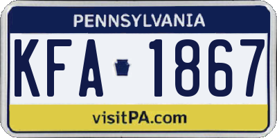 PA license plate KFA1867