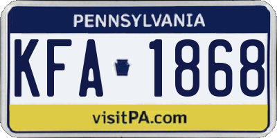 PA license plate KFA1868