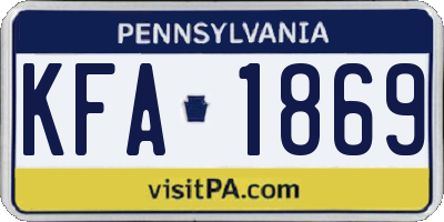 PA license plate KFA1869