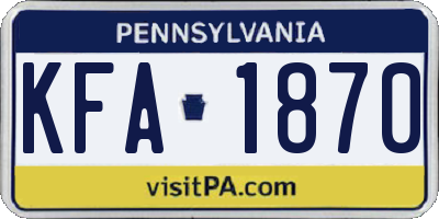 PA license plate KFA1870