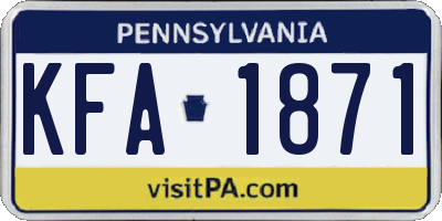 PA license plate KFA1871