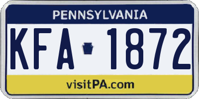 PA license plate KFA1872