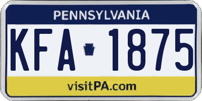 PA license plate KFA1875