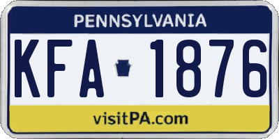 PA license plate KFA1876