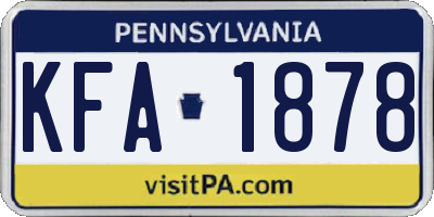 PA license plate KFA1878