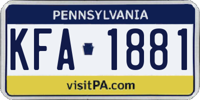 PA license plate KFA1881