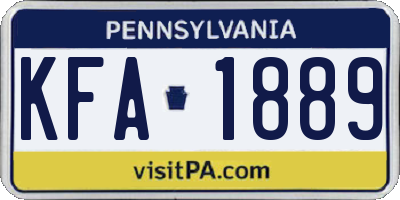 PA license plate KFA1889