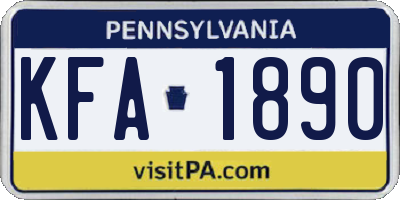 PA license plate KFA1890