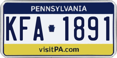 PA license plate KFA1891