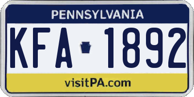 PA license plate KFA1892
