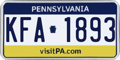 PA license plate KFA1893