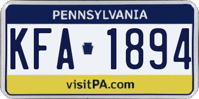 PA license plate KFA1894