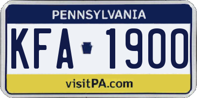 PA license plate KFA1900