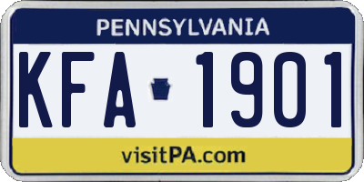 PA license plate KFA1901