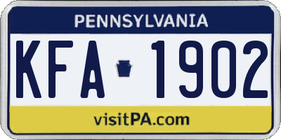 PA license plate KFA1902