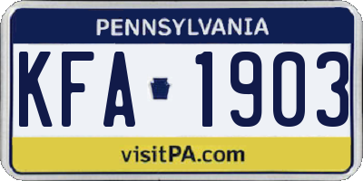 PA license plate KFA1903