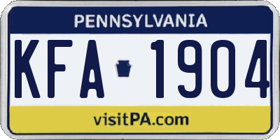 PA license plate KFA1904
